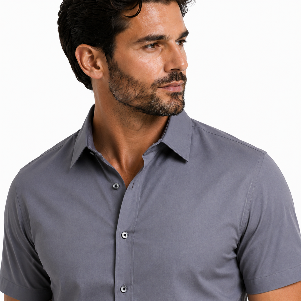 Camisa Wealth anti arrugas manga corta Gris