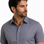 Camisa Wealth anti arrugas manga corta Gris