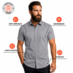 Camisa Wealth anti arrugas manga corta Gris
