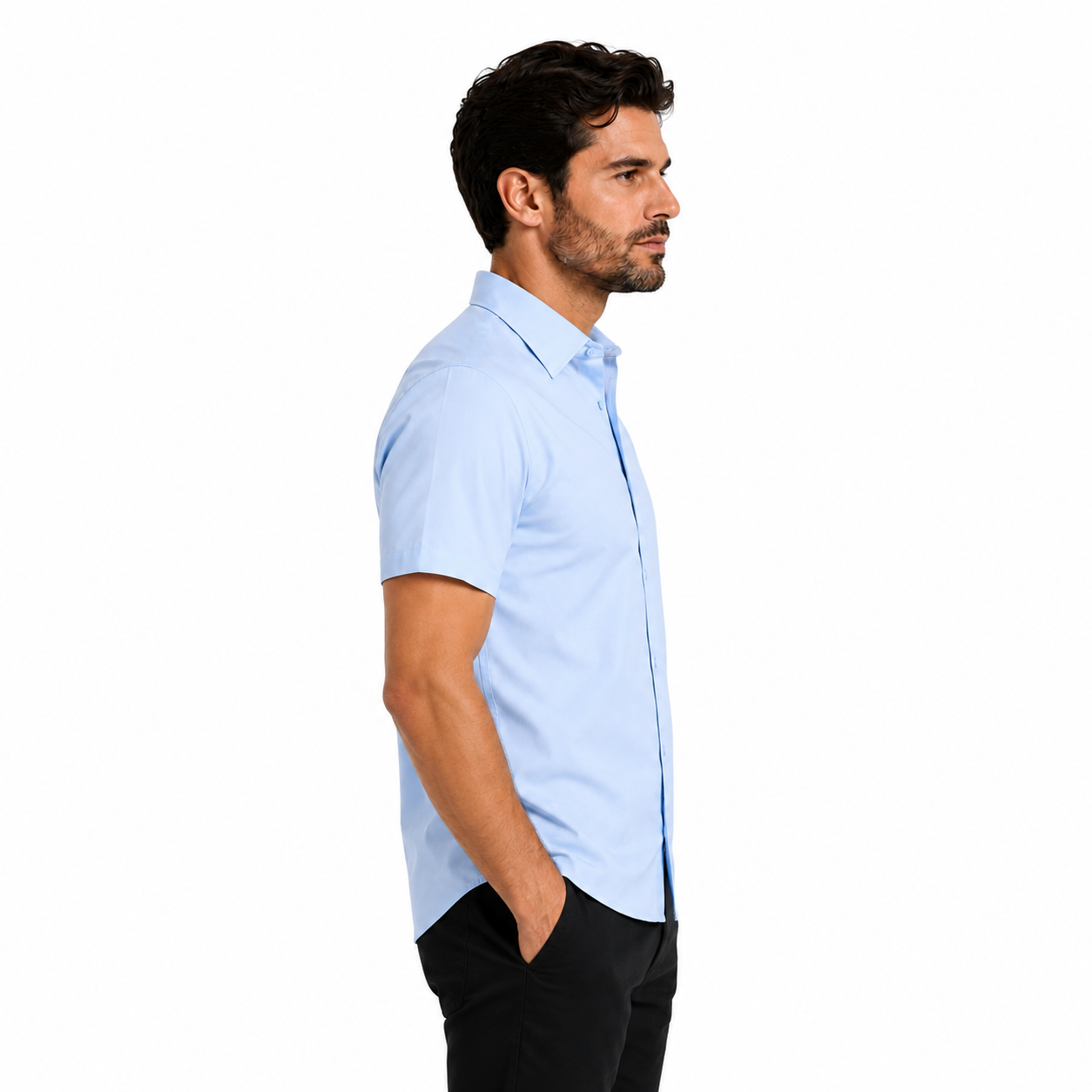 Camisa Wealth anti arrugas manga corta Azul claro