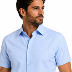 Camisa Wealth anti arrugas manga corta Azul claro