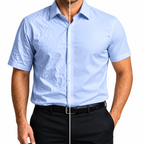 Camisa Wealth anti arrugas manga corta Azul claro