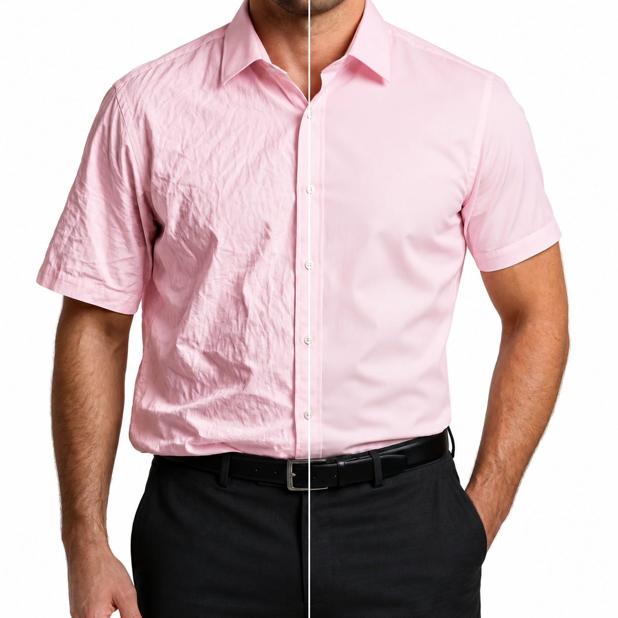 Camisa Wealth anti arrugas manga corta Rosa