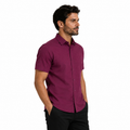 Camisa Wealth anti arrugas manga corta Vino tinto