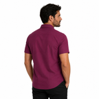 Camisa Wealth anti arrugas manga corta Vino tinto