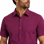Camisa Wealth anti arrugas manga corta Vino tinto