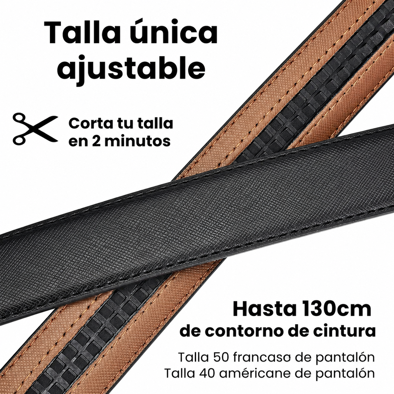 Cinturón de cuero Luxury Pack x2  Negro & cafe