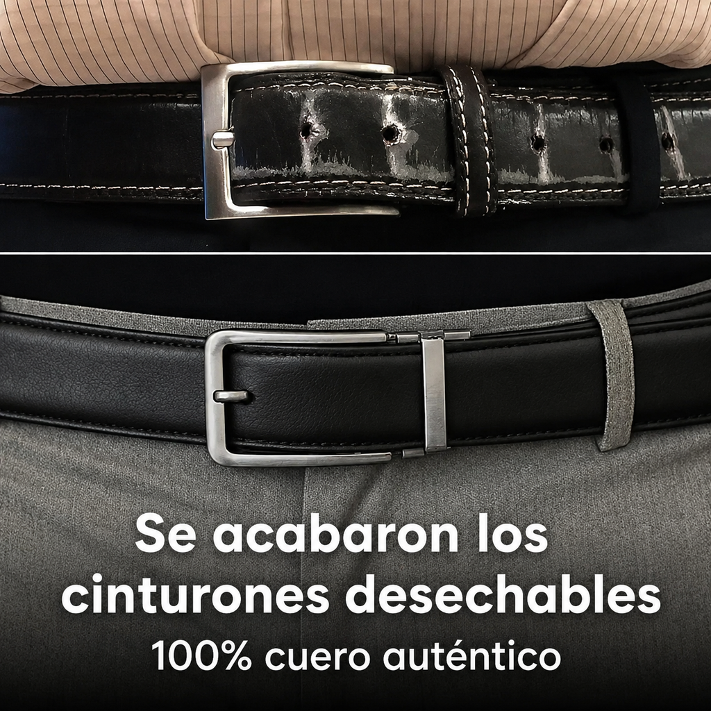 Cinturón de cuero Luxury Pack x2  Negro & cafe