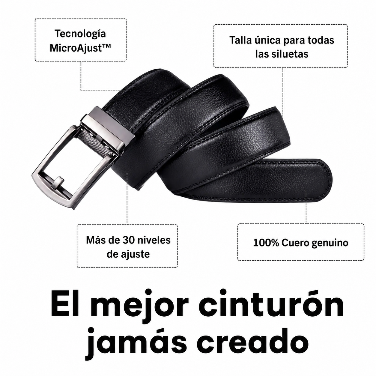 Cinturón de cuero Luxury Pack x2  Negro & cafe