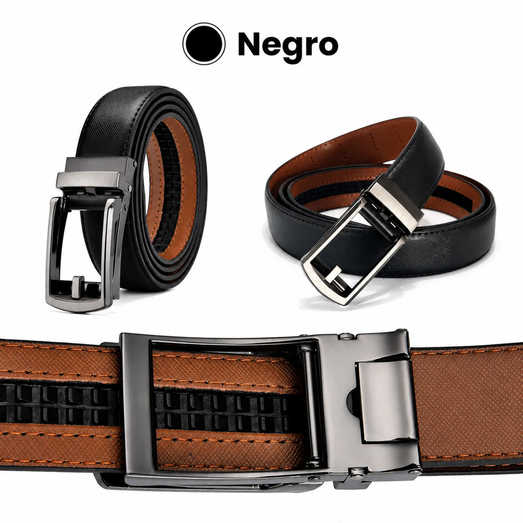 Cinturón de cuero Luxury Pack x2  Negro & cafe
