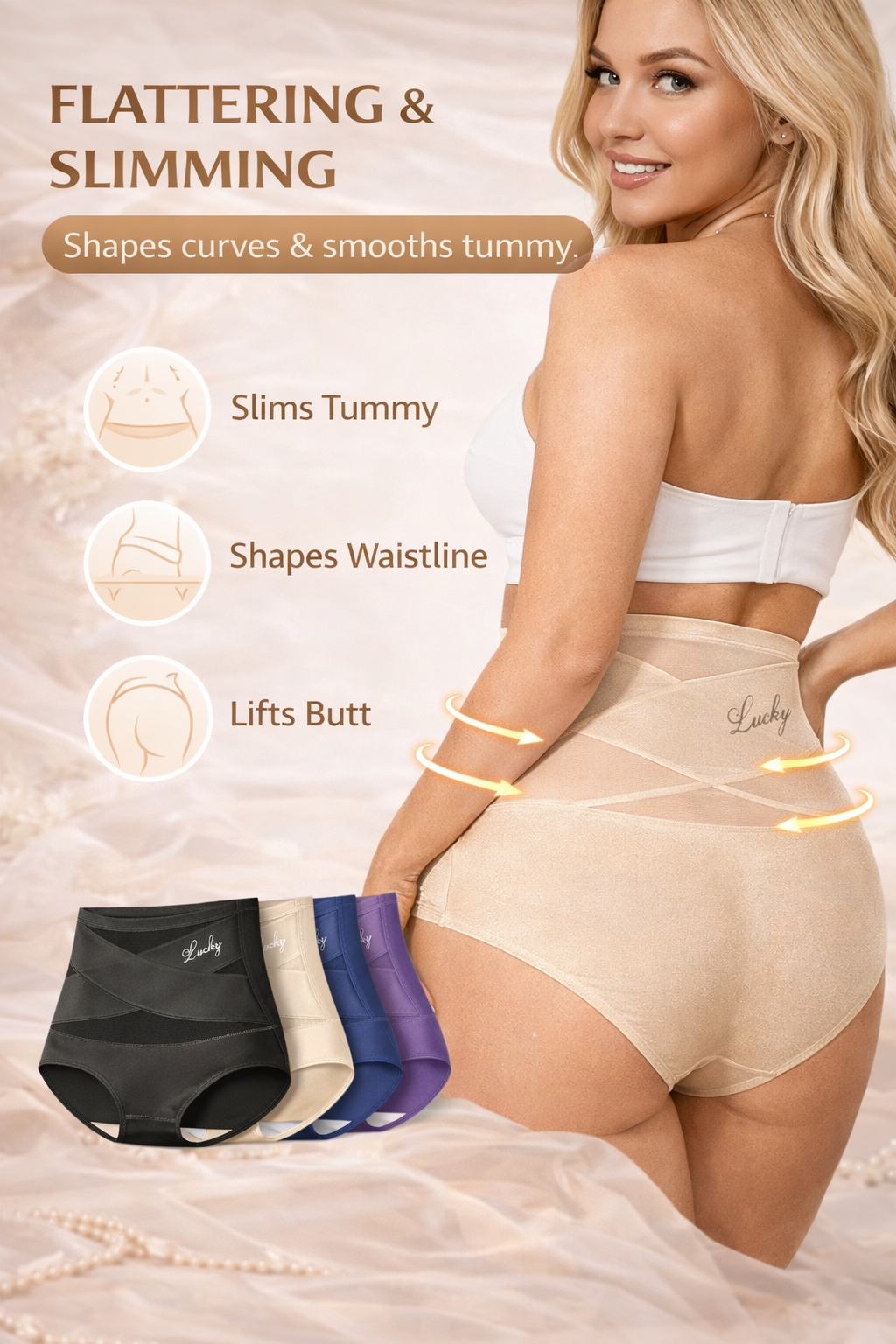 Braguitas moldeadoras sin costuras de talle alto con control de abdomen (paquete de 4/8)