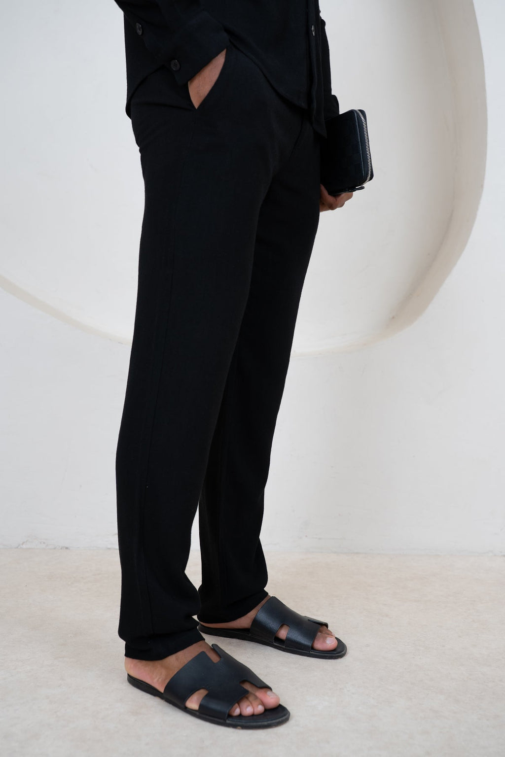 Linen Resort Trouser - Black