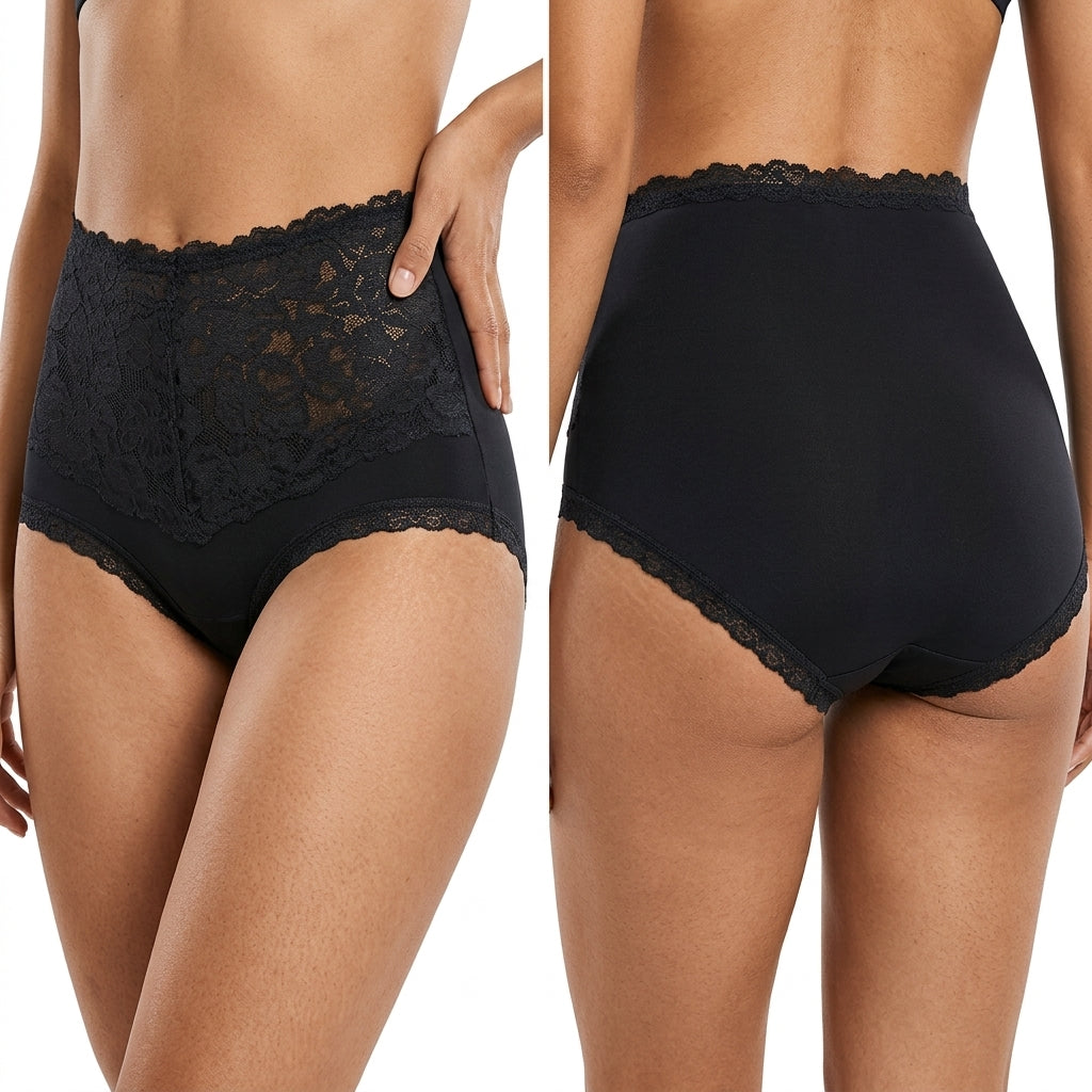 Panties de encaje & cintura alta en forma de V