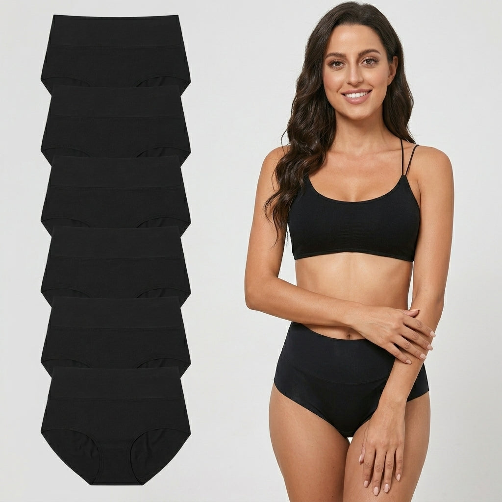Panties cómodos de talle alto sin costuras pack x6