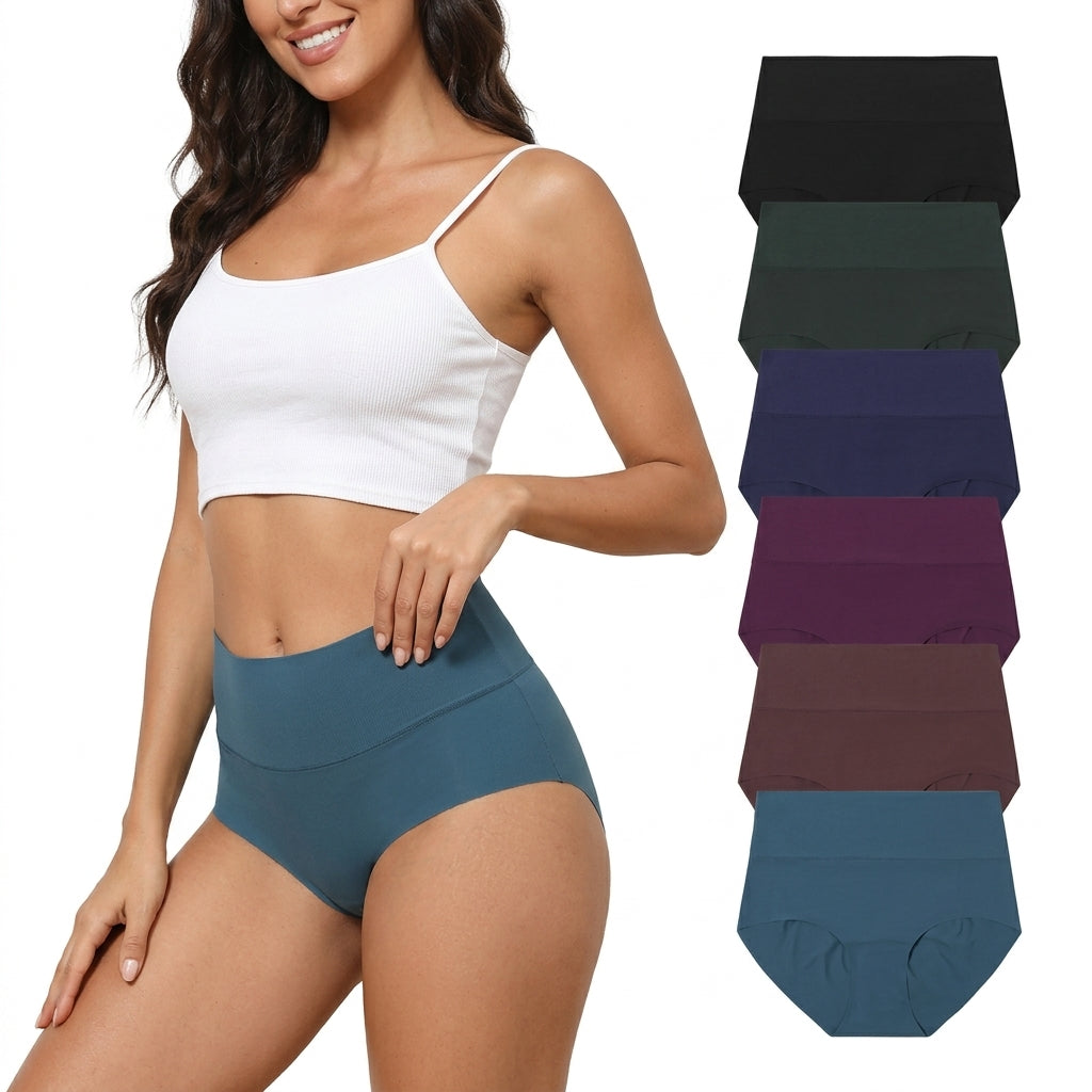 Panties cómodos de talle alto sin costuras pack x6