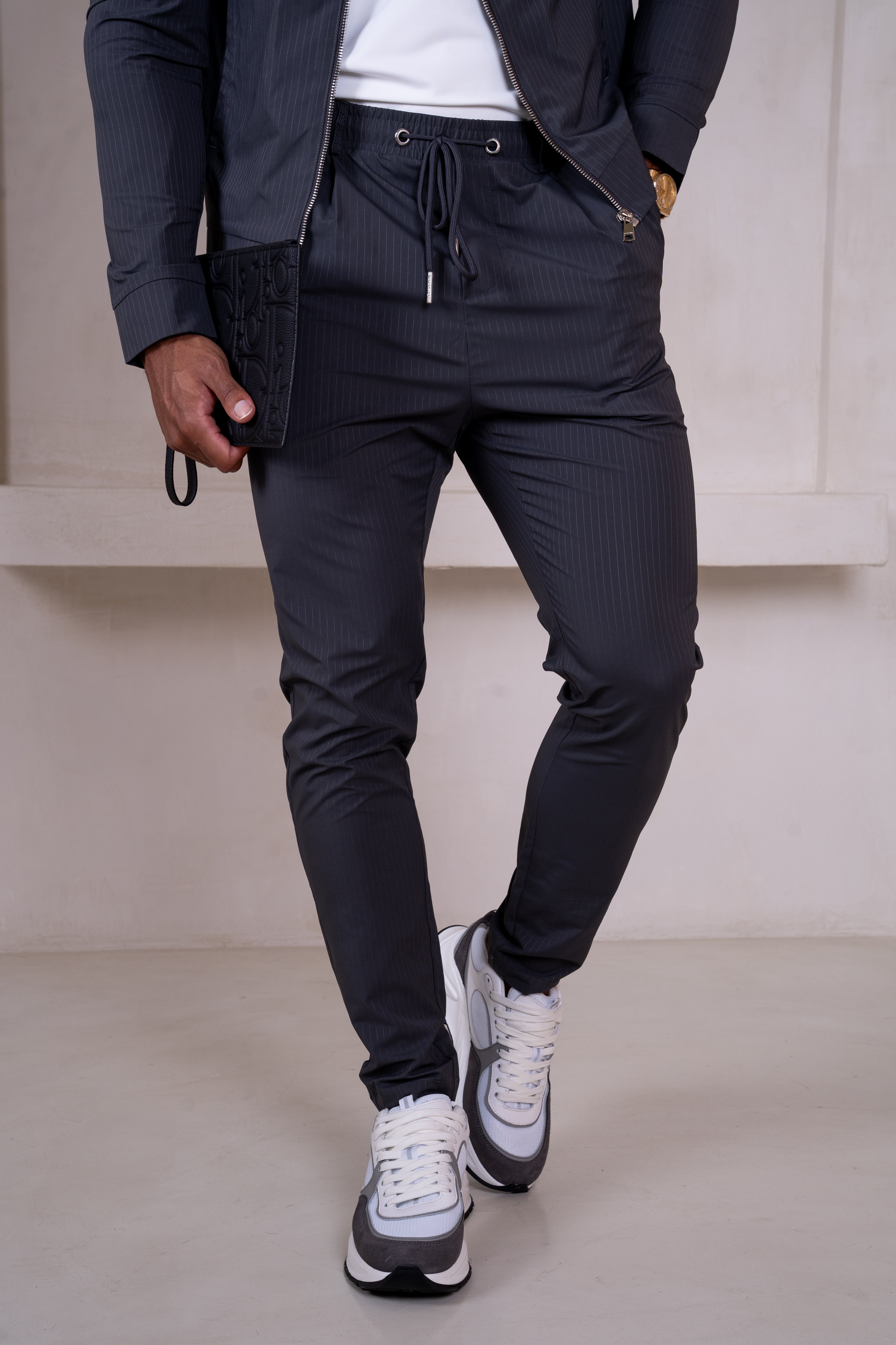 Pinstripe Pants - Charcoal