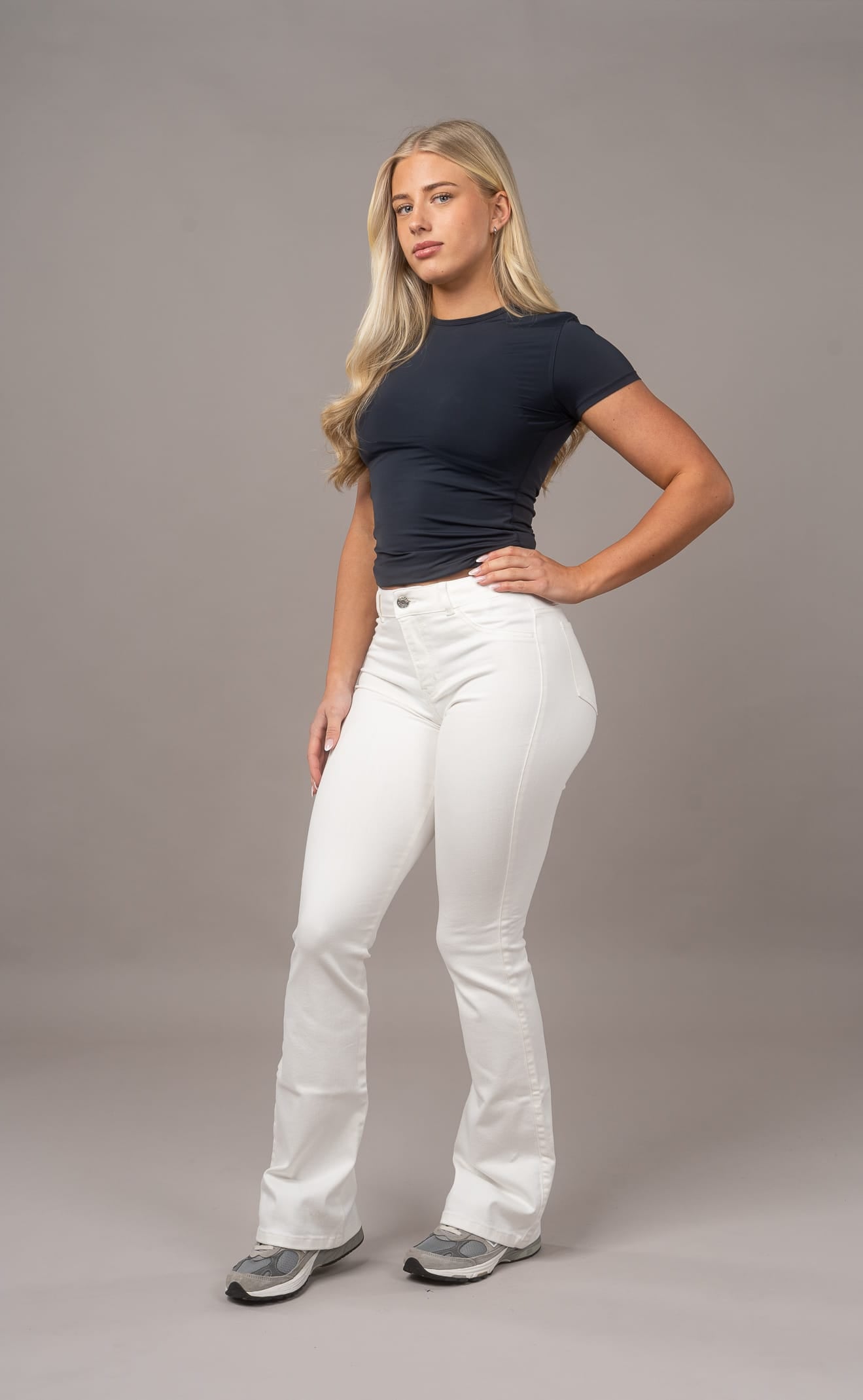 Jeans acampanados Realce de Glúteos - Blanco