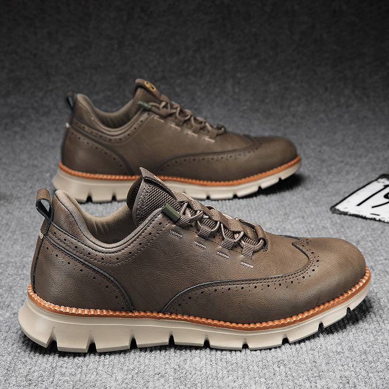 Zapatillas luxury oxford de cuero marron gold