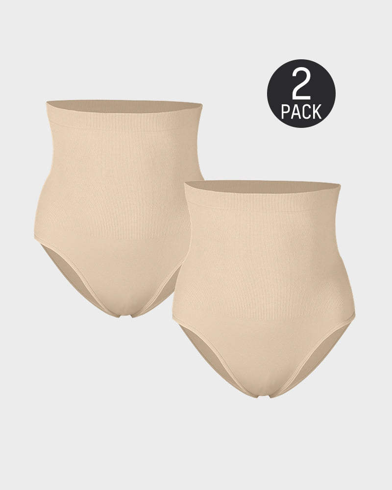 Braguita de talle alto con control de abdomen (paquete de 2)