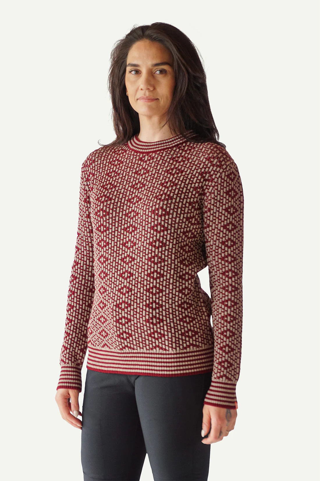 Sweater de lana estampado Cuello redondo Unisex