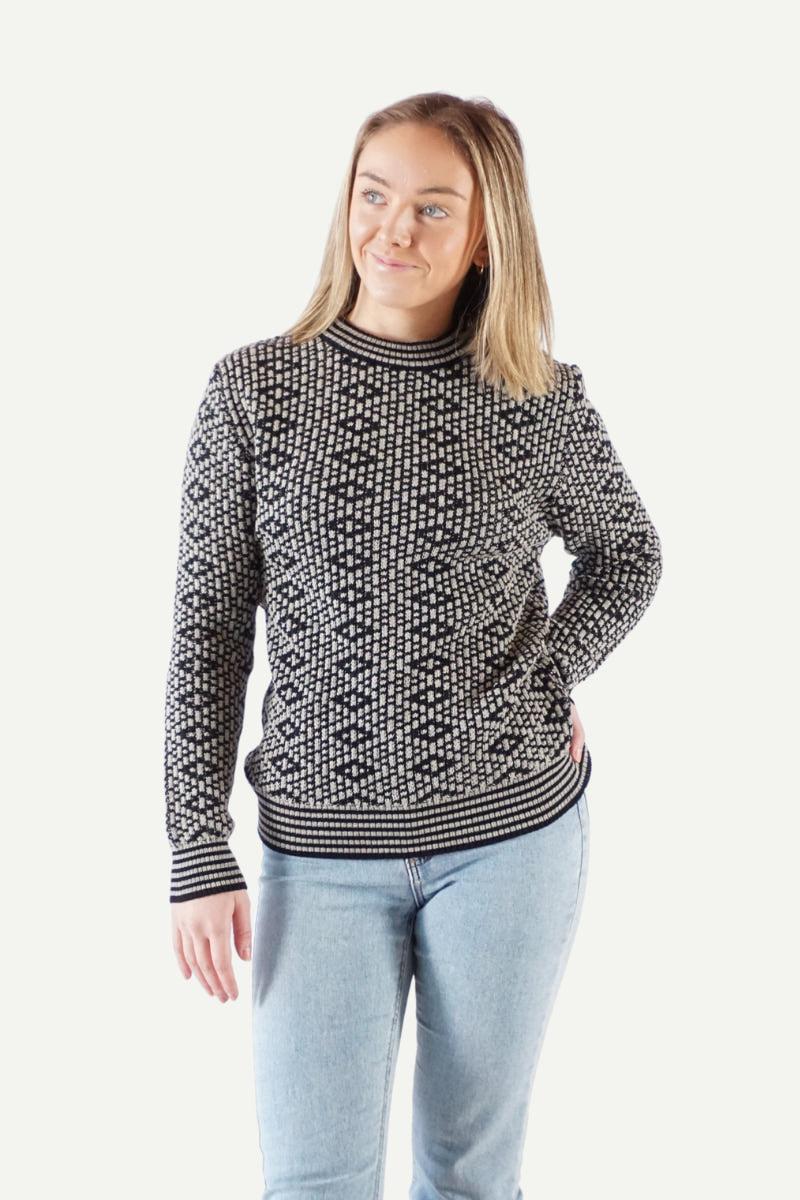 Sweater de lana estampado Cuello redondo Unisex