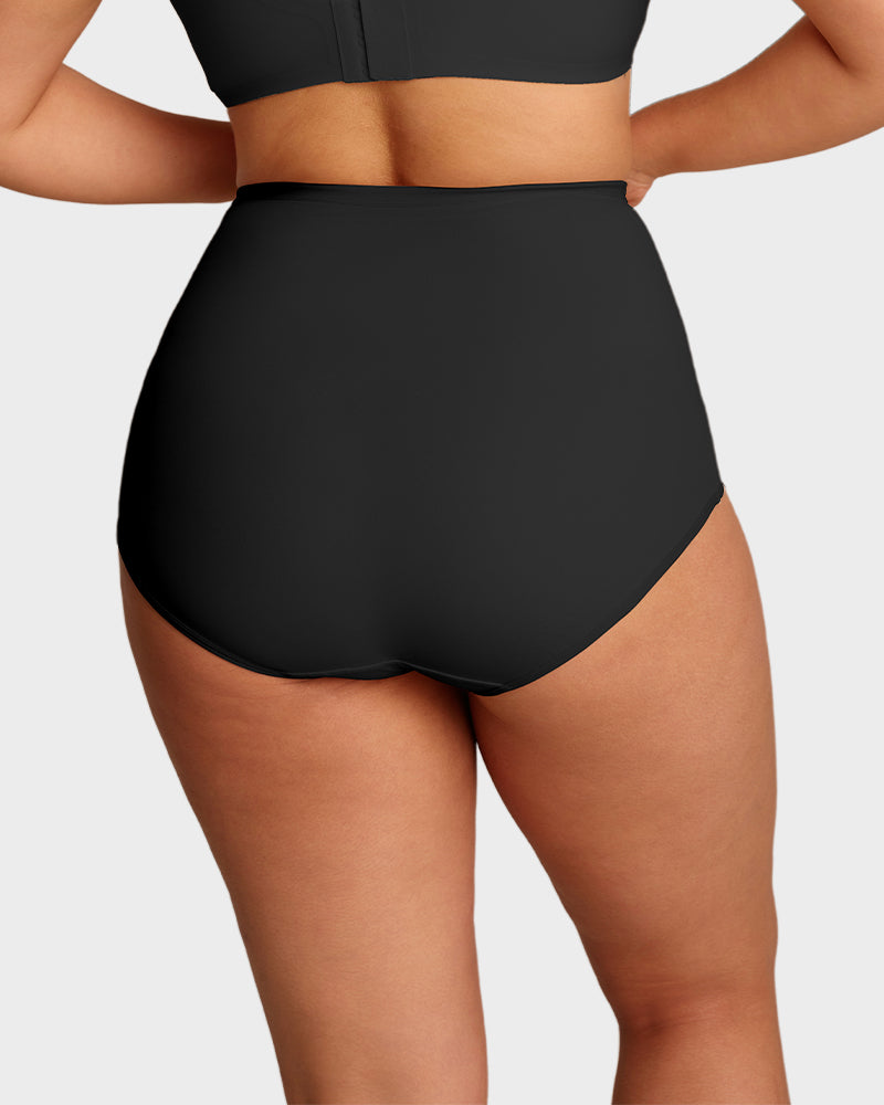Braguitas de talle alto con control de abdomen y tiras cruzadas, tallas grandes (paquete de 5)