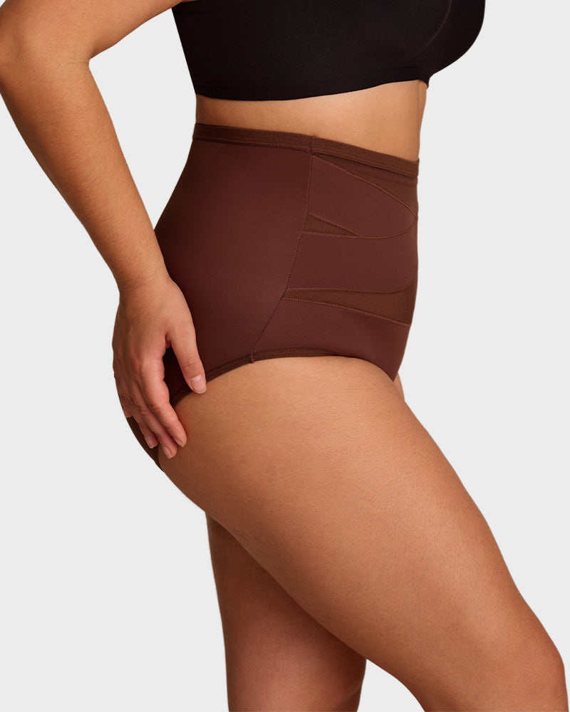 Braguitas de talle alto con control de abdomen y tiras cruzadas, tallas grandes (paquete de 5)