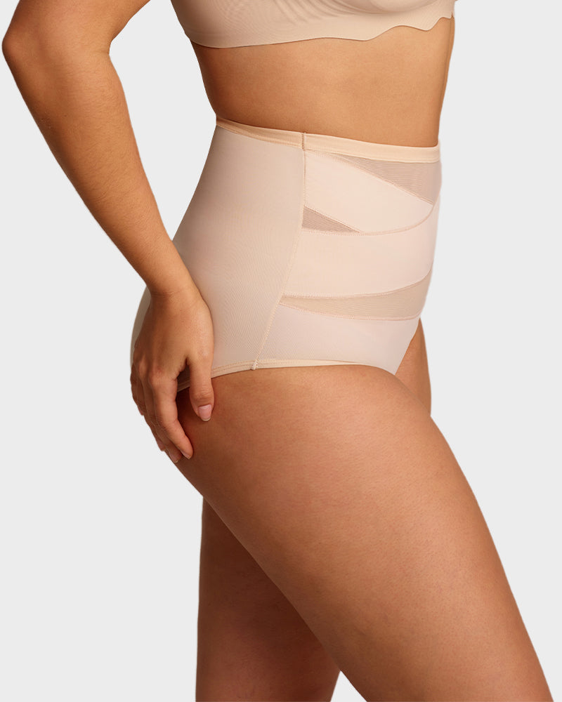 Braguitas de talle alto con control de abdomen y tiras cruzadas, tallas grandes (paquete de 5)