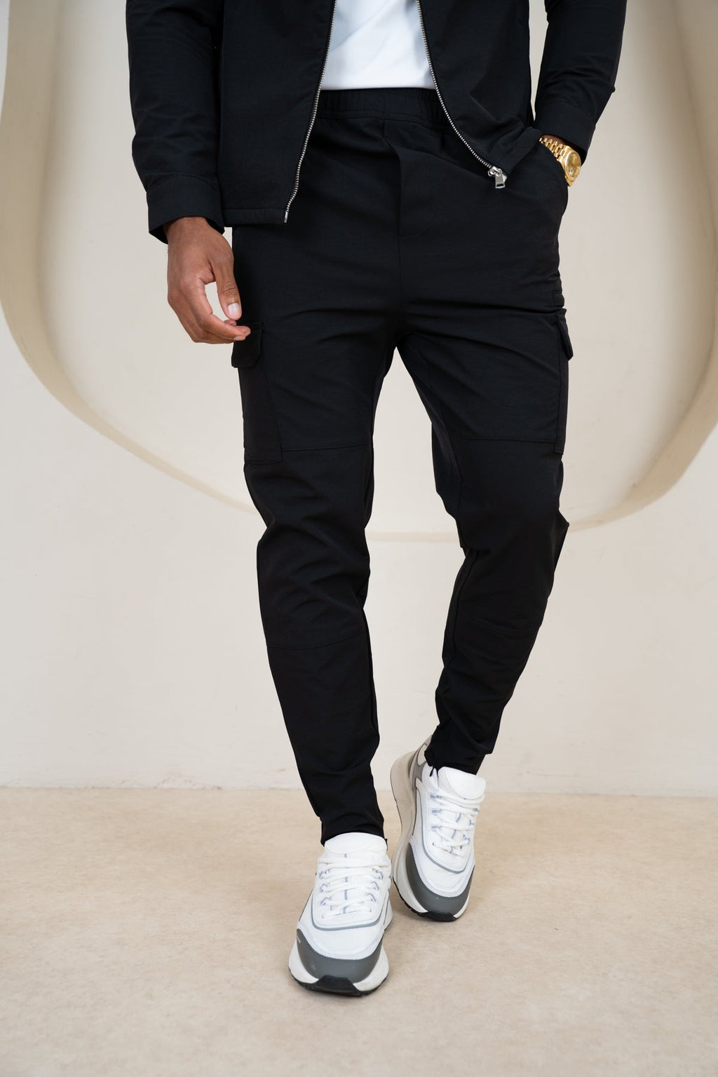 Premium Detail Cargo Pants V2 - Black