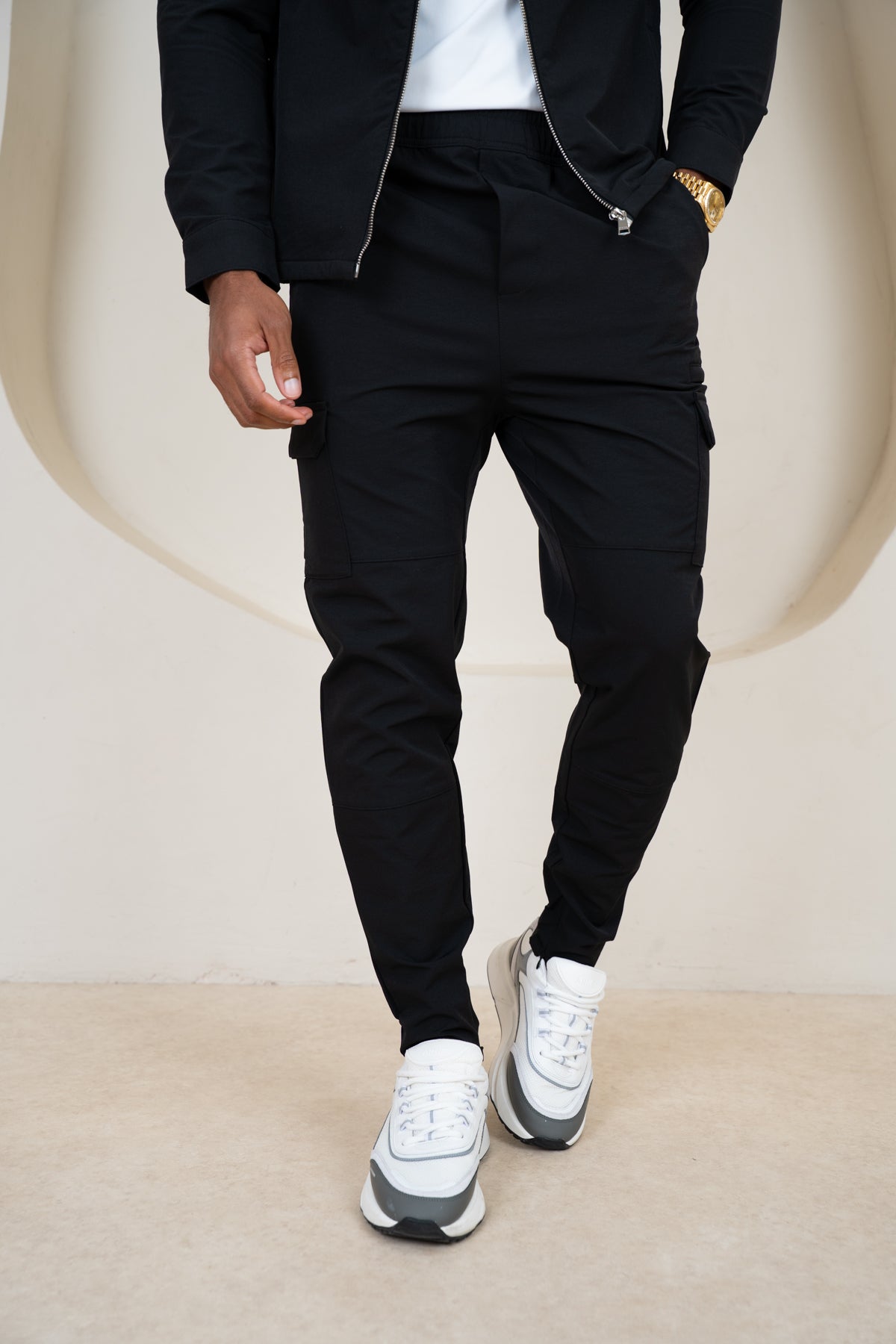 Premium Detail Cargo Pants V2 - Black