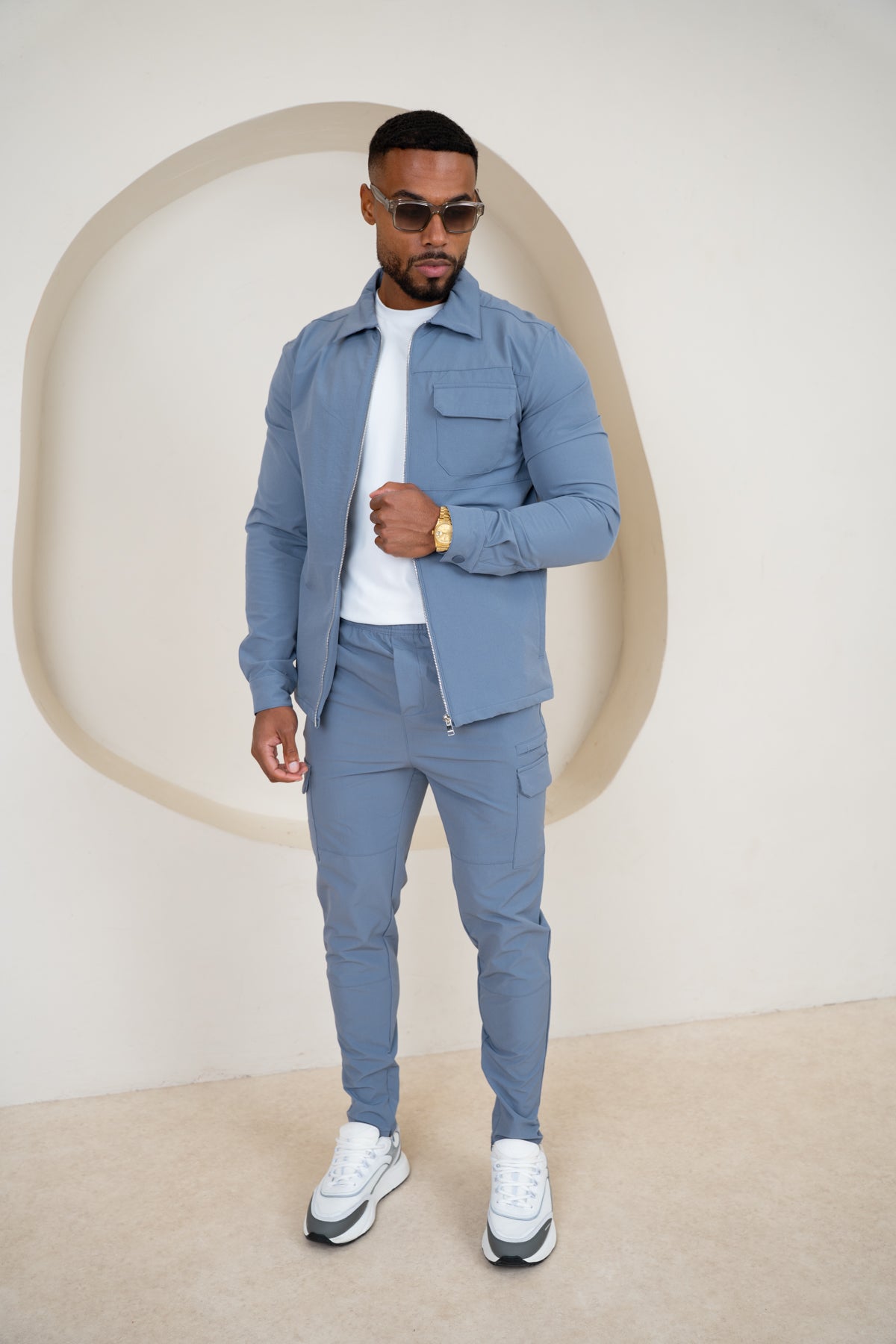 Premium Detail Cargo Pants V2 - Steel Blue
