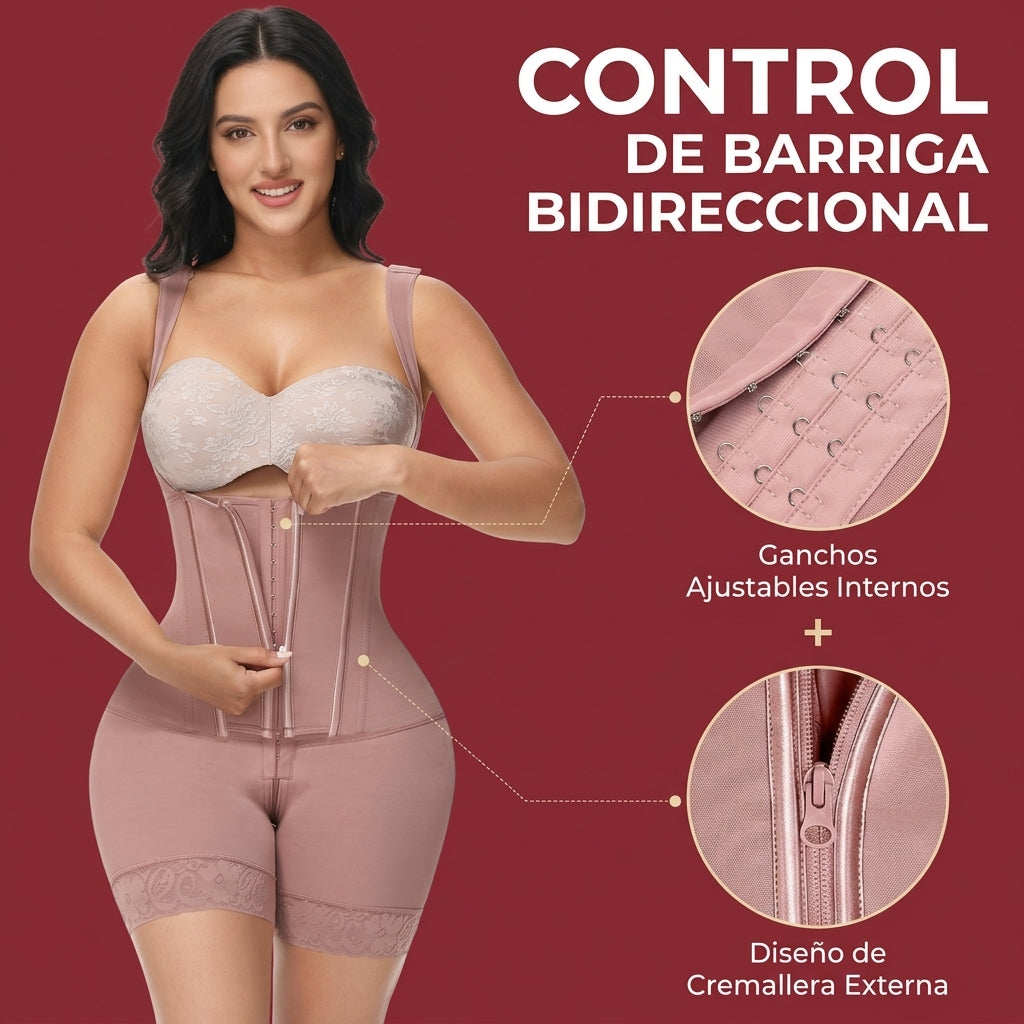 Faja hasta la mitad del muslo con cremallera y sujetador