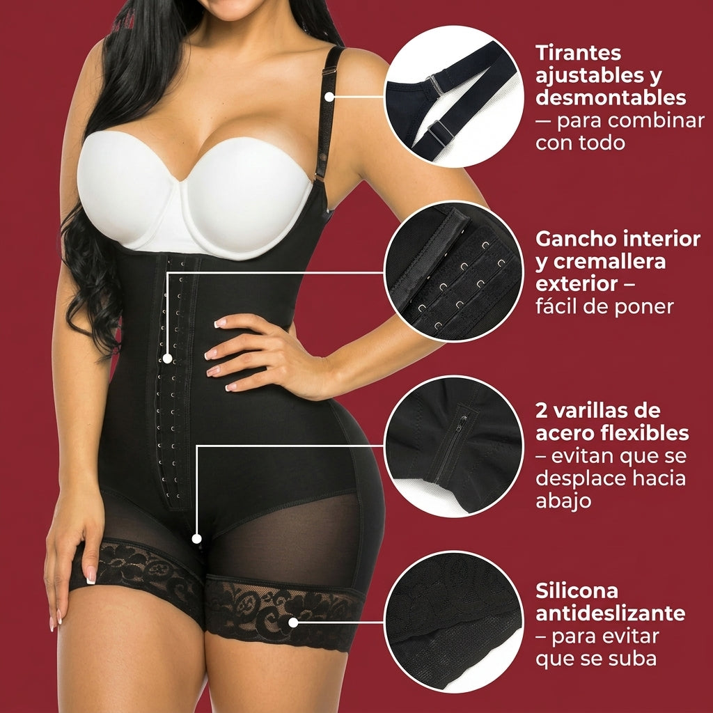 Body Shorts con Cremallera en la Entrepierna, para Control de Abdomen para Mujeres
