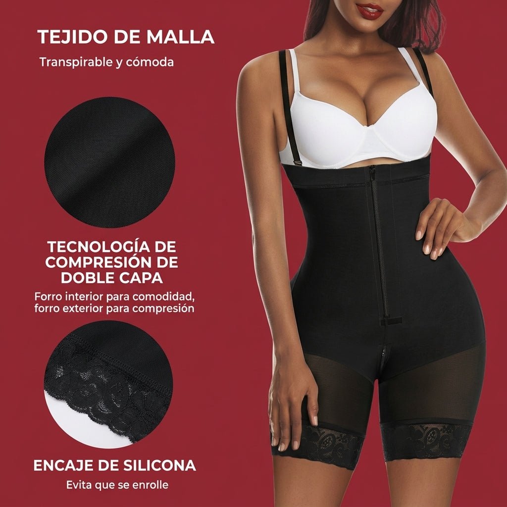 Body Shorts con Cremallera en la Entrepierna, para Control de Abdomen para Mujeres