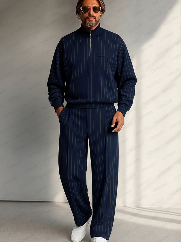 Conjunto informal a juego de rayas verticales