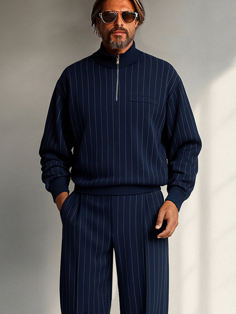 Conjunto informal a juego de rayas verticales
