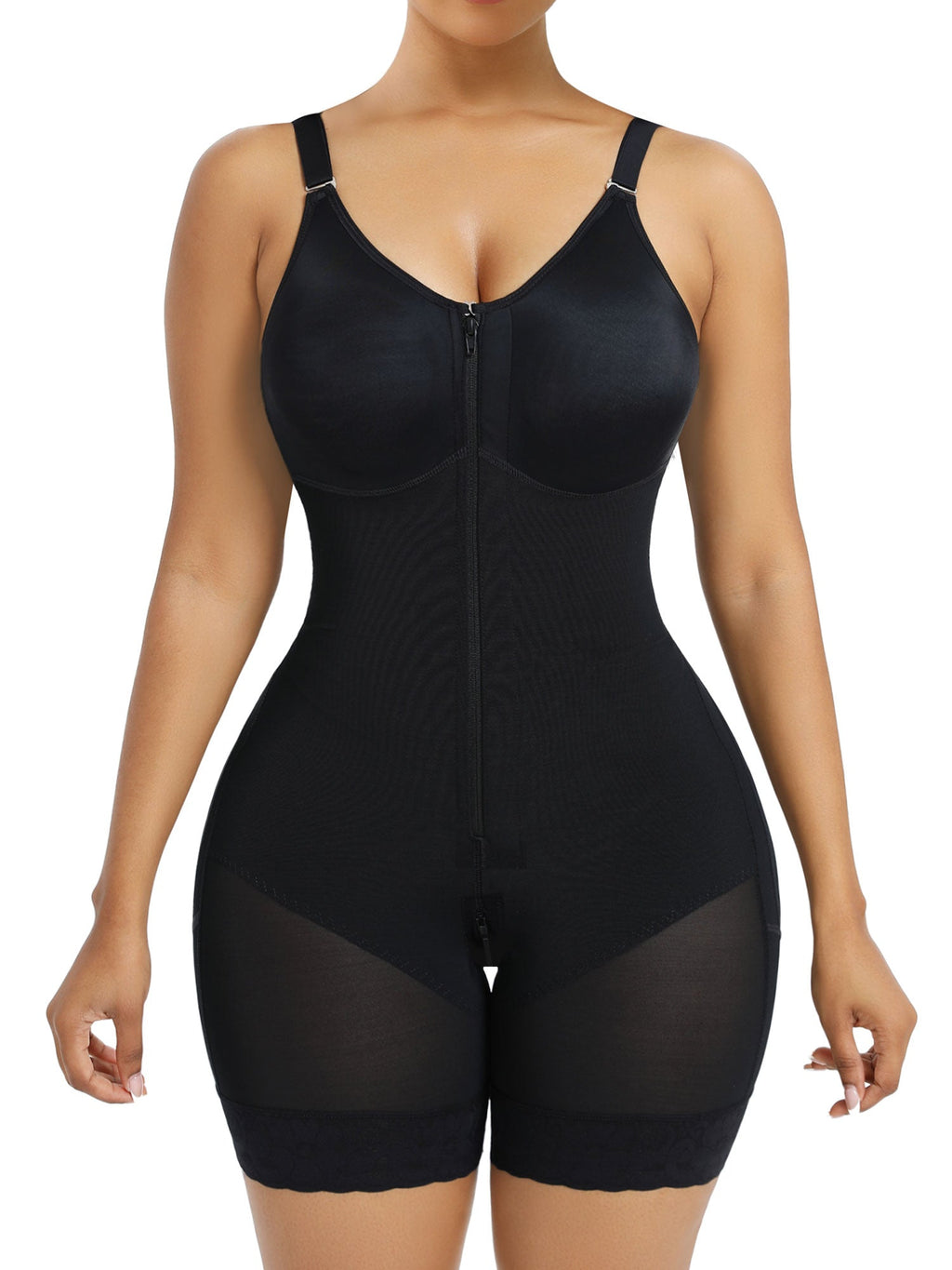Faja posparto colombiana para mujer: control de abdomen, levantamiento de glúteos, faja moldeadora con cremallera en la entrepierna.