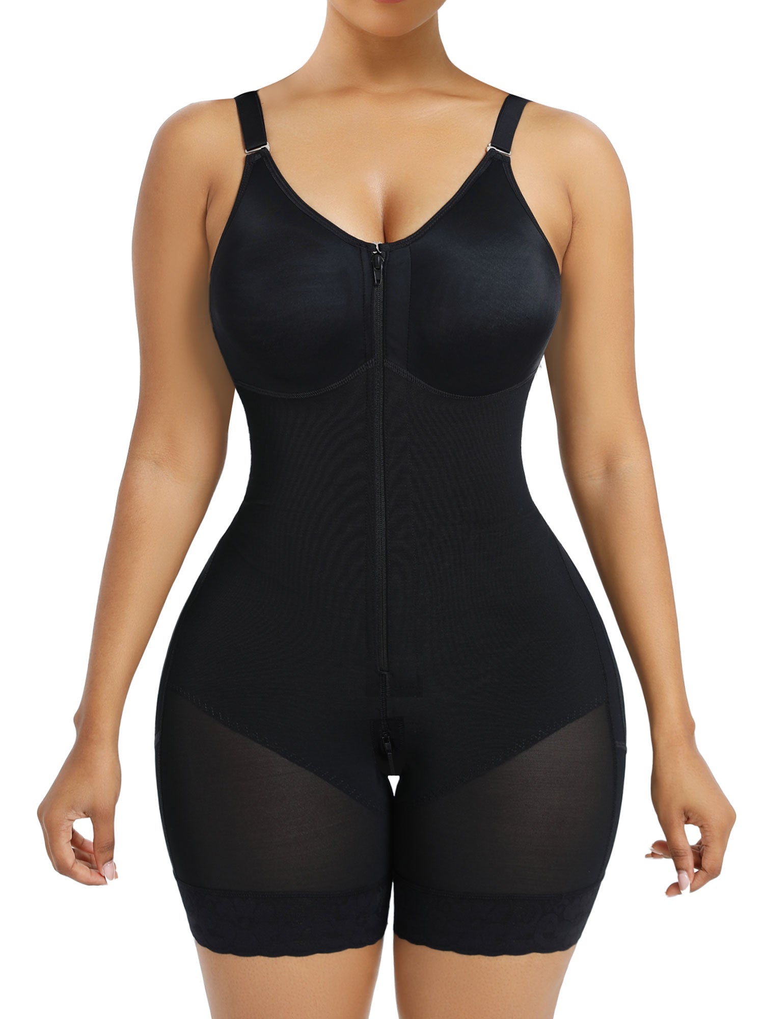 Faja posparto colombiana para mujer: control de abdomen, levantamiento de glúteos, faja moldeadora con cremallera en la entrepierna.