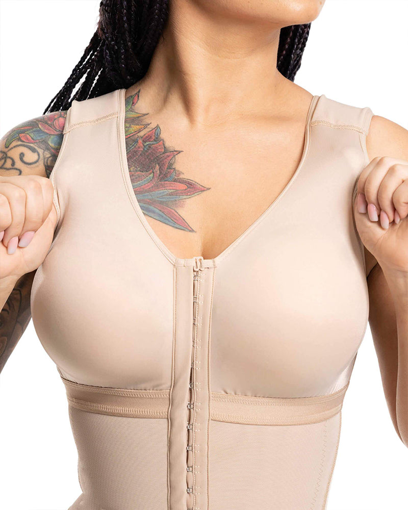 Fajas Colombianas con control de barriga ajustable con sujetador
