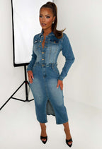 Vestido largo moldeador de cintura Denim Muse