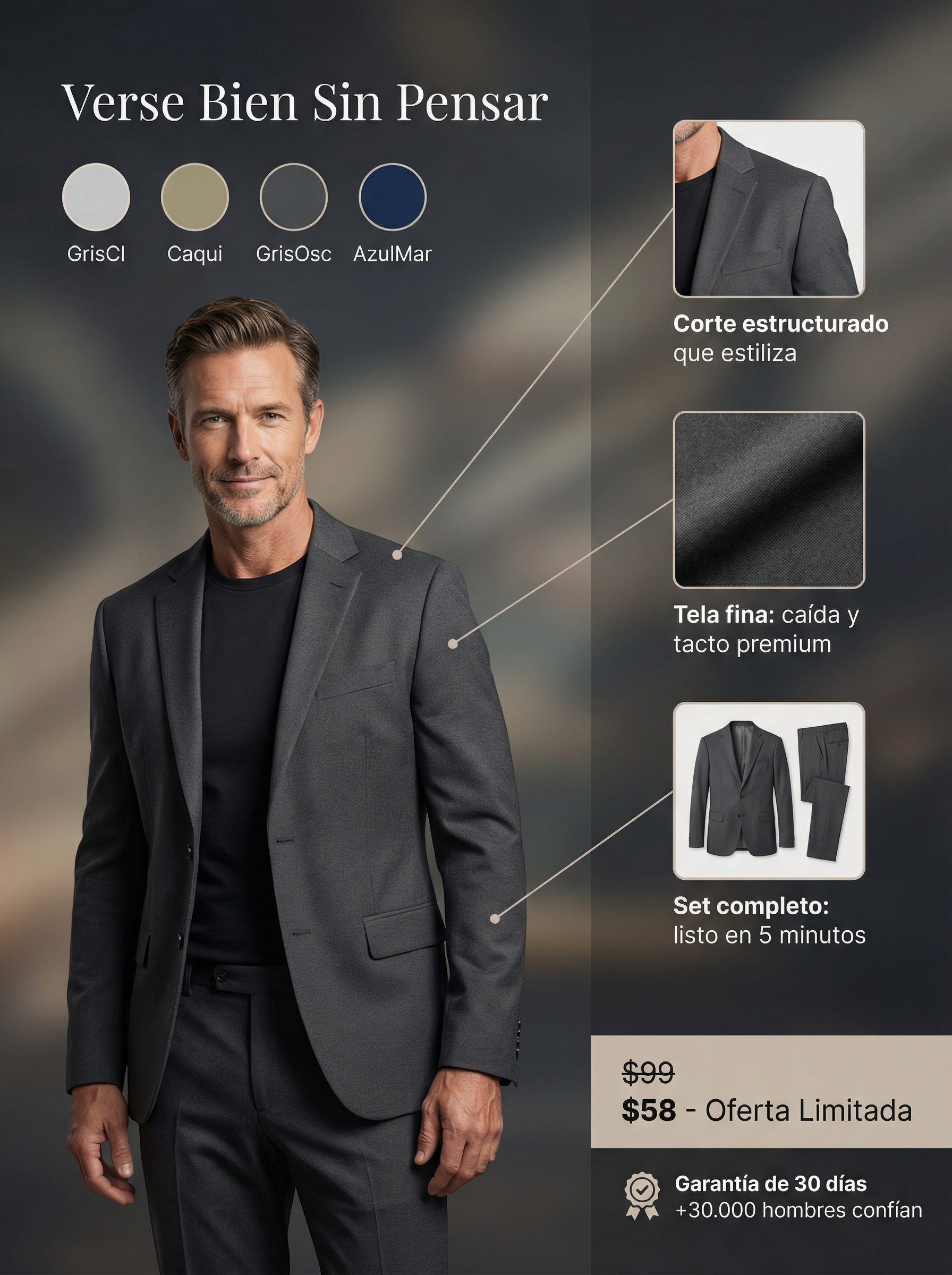 Conjunto de chaqueta y pantalón finos de moda moderna