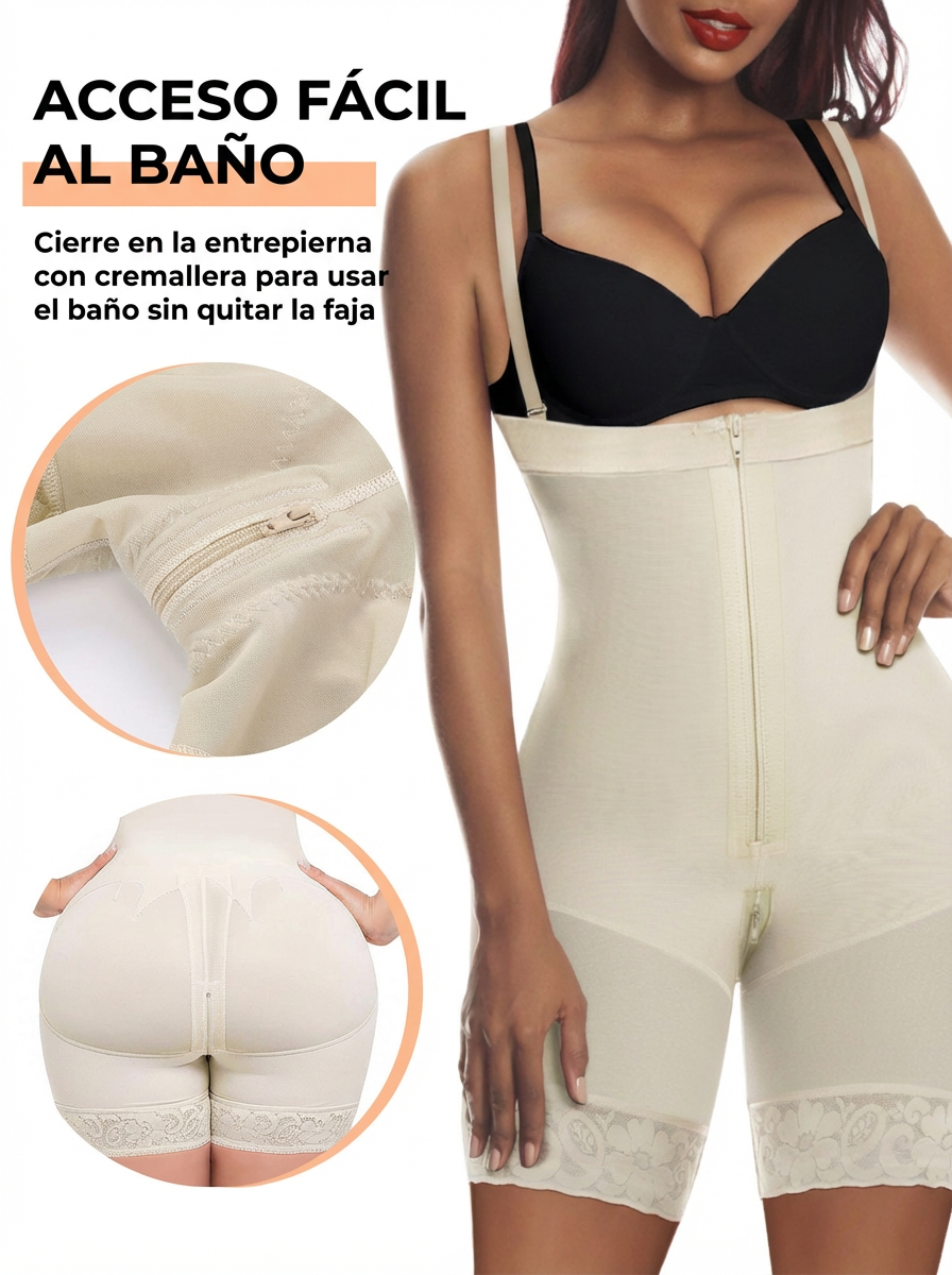 Brillare Fajas Colombianas para mujer, faja moldeadora de abdomen, levanta glúteos, adelgazante de muslos con cremallera en la entrepierna.