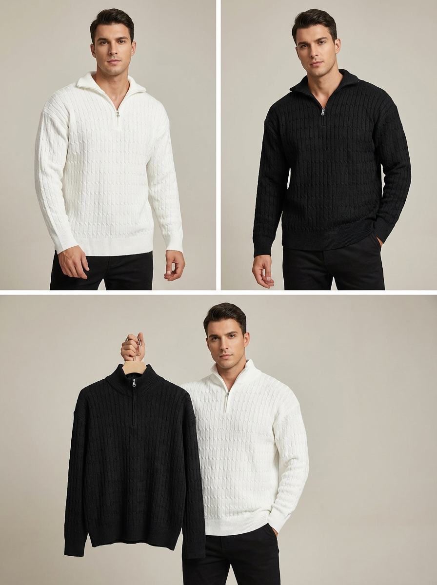 Pack x2 Suéter de manga larga con cuello alto, estilo casual, moderno y versátil.