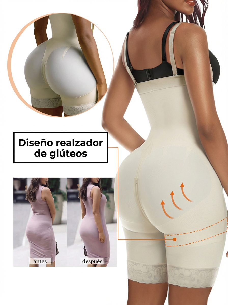 Fajas Moldeadoras Control de barriga para mujeres Levantador de glúteos con cremallera en la entrepierna Faja Body Shaper