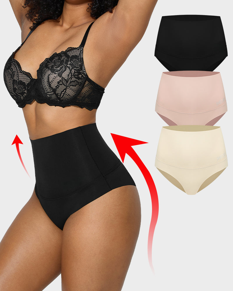 Paquete de 3 bragas de talle alto con control de abdomen
