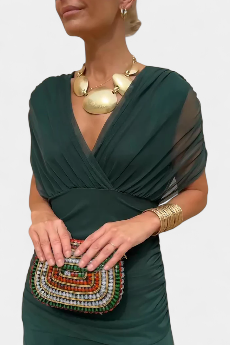 Vestido envolvente cruzado con control de abdomen