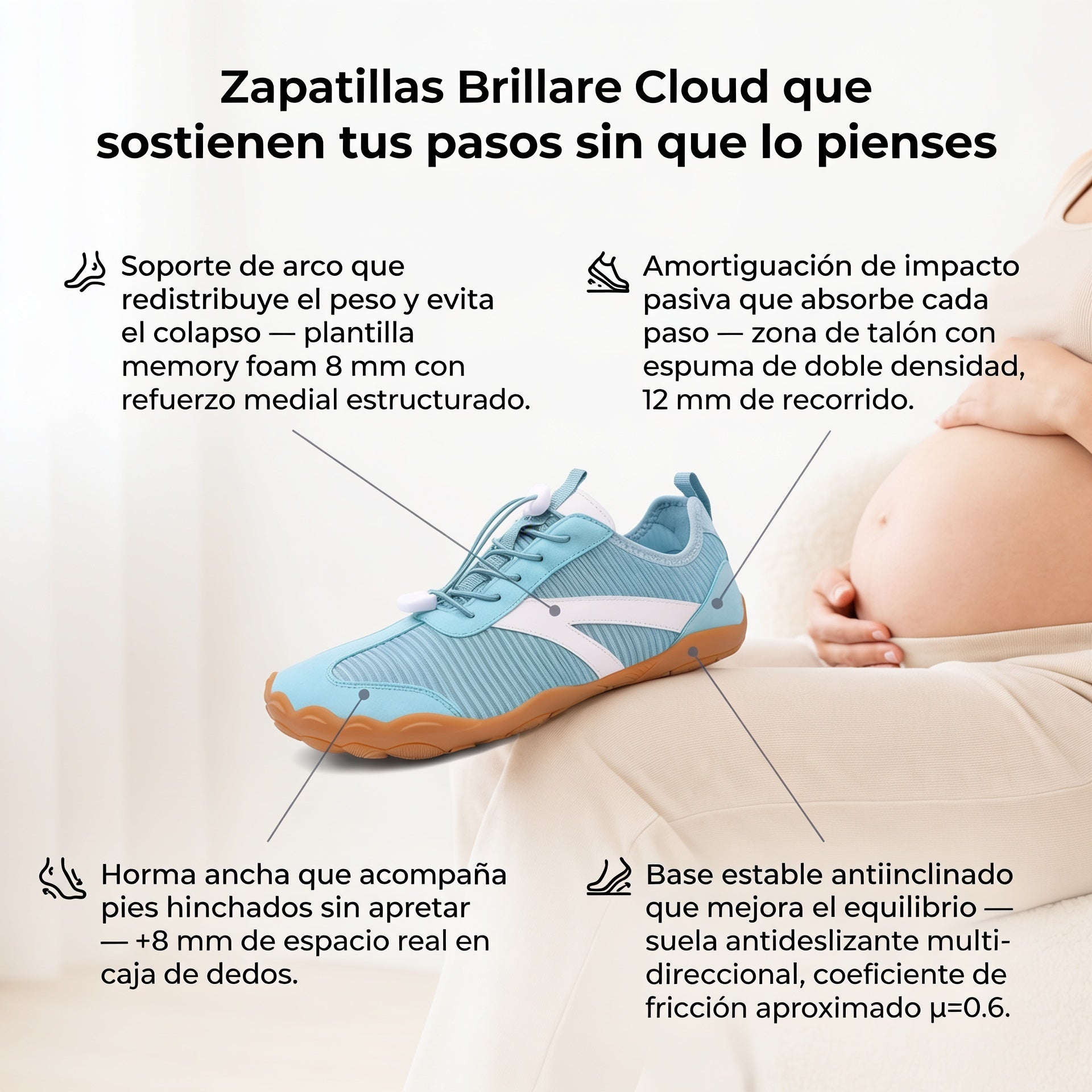 Zapatillas ortopedicas pre lactancia Cream pink
