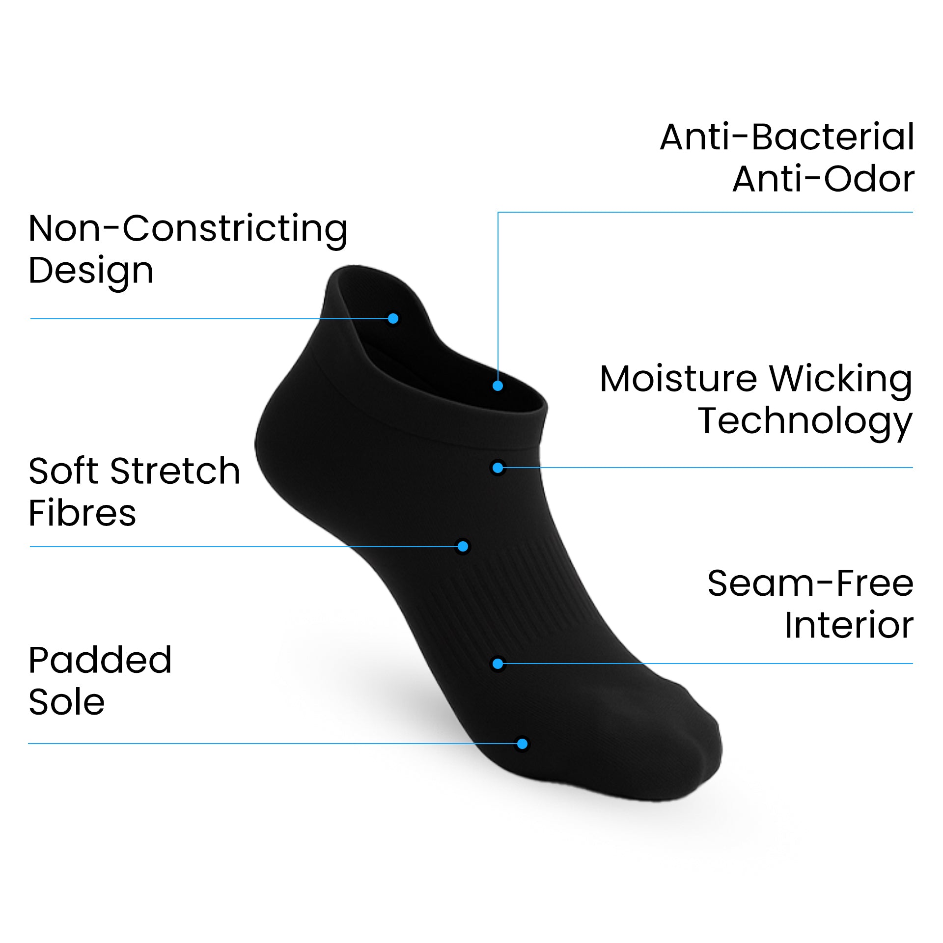 Calcetines Tobilleros Pack 3 Negro