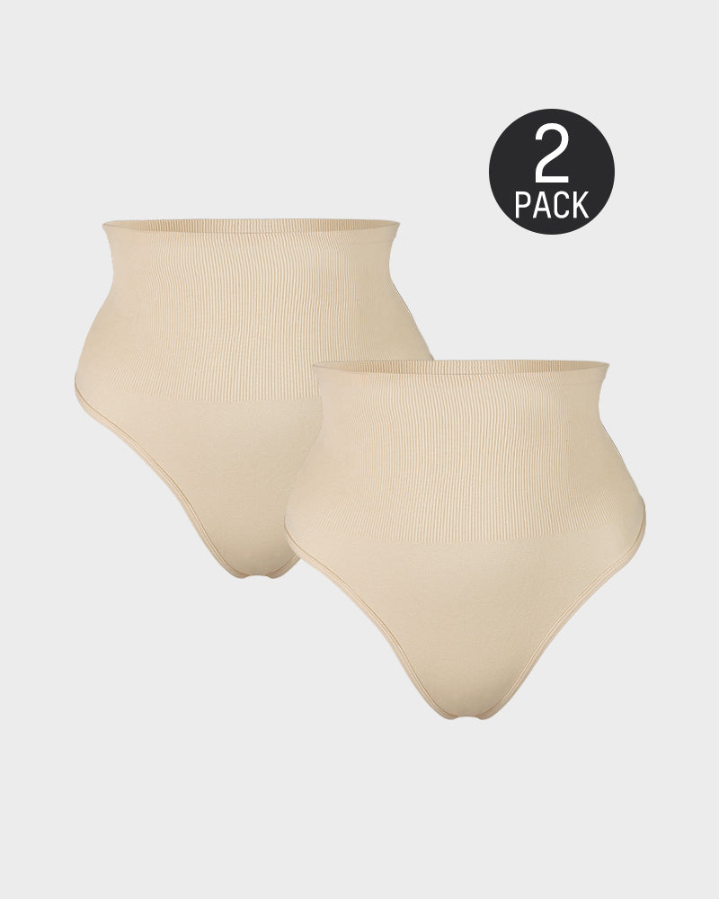 Tanga de cintura media con control de abdomen (paquete de 2)